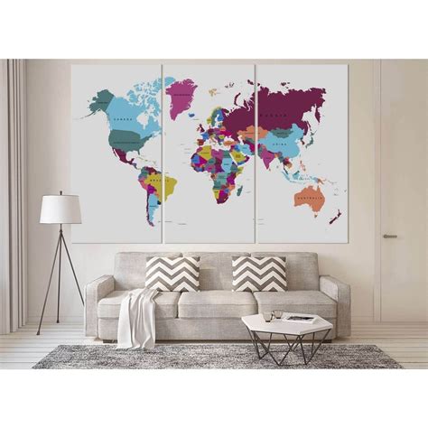 world map №3000 ready to hang canvas print zellart canvas prints