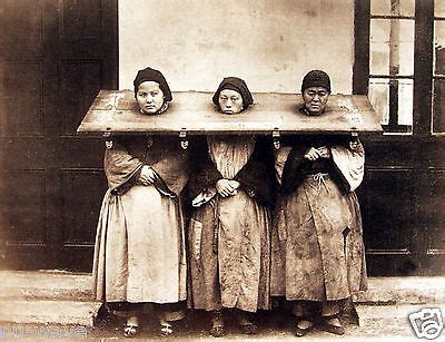 Three Women In The Pillory China A Form Of Punishment Public