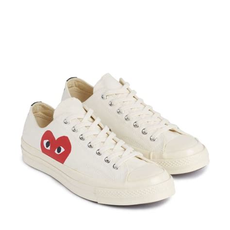 Trouva X Converse Red Heart Chuck Taylor All Star 70 Low White Shoes