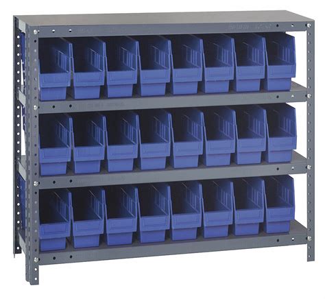 Quantum Storage Systems Steel Bin Shelving With 24 Bins 36 Inw X 12