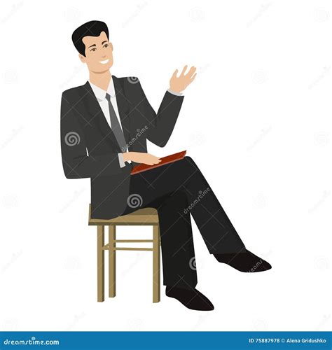 Isolated Young Man Businessman Sitting On A Chair Stock Vector