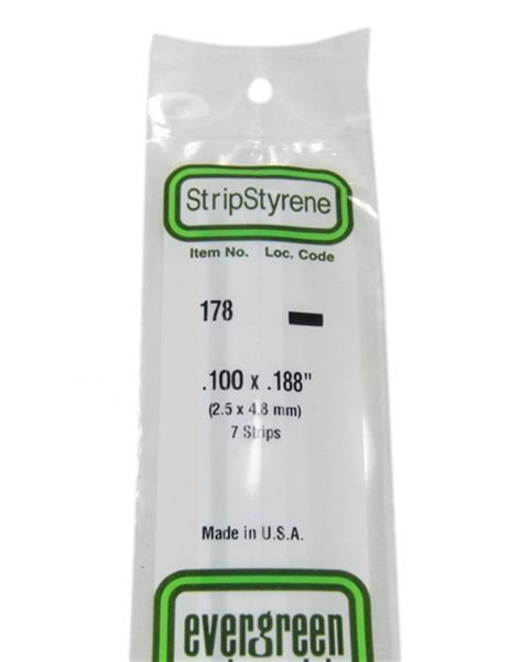 Evergreen Plastic Materials 178 Opaque White Polystyrene Strip 100 X 188 7 Strips Ev178