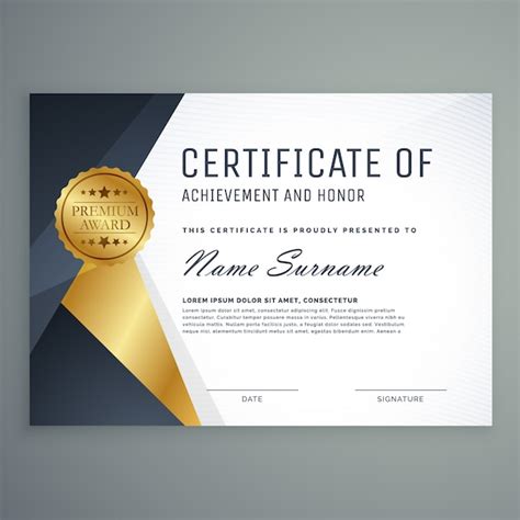 Certificado De Honor Dorado Negro Vector Gratis