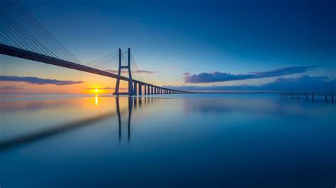 Architecture Bridge Long Exposure Horizon Pier Sun Clouds Sea