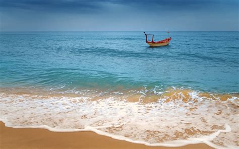 Tropical Ocean Beach Boat Blue 8k Wallpaper Best Wallpapers