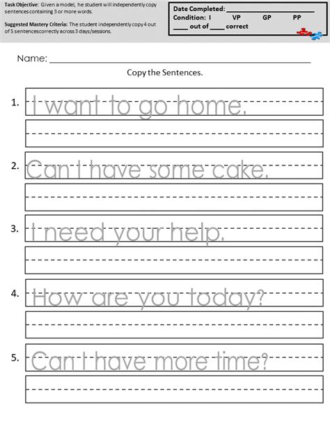 Write Simple Sentences Worksheets