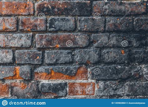 Old Red Brick Wall Texture Dirty Gray Wall Cement Background Grunge