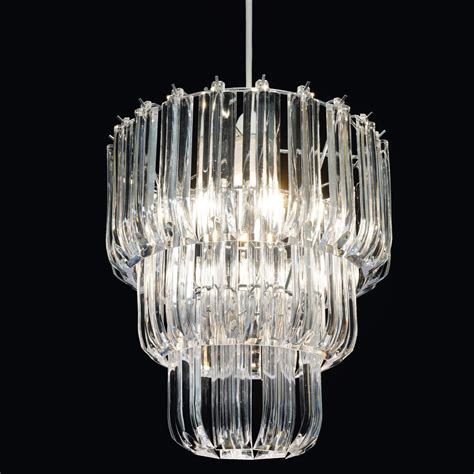 Albion Easy Fit Chrome And Clear Beaded 3 Tiered Ceiling Chandelier