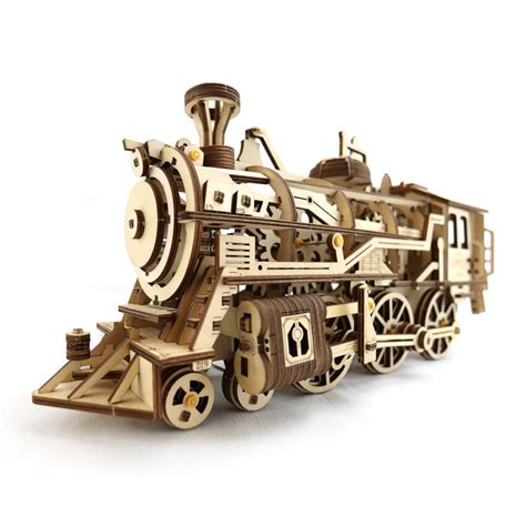 Wooden 3d Puzzles Toys Wood Train Puzzle Steam Engine Kit For