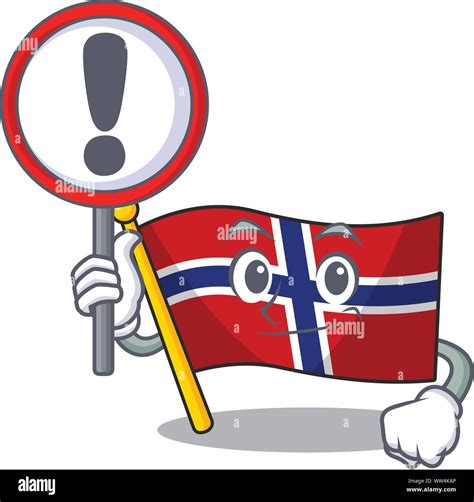 With Sign Flag Norway Character Shaped On Cartoon Stock Vector Image
