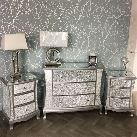Silver Mirrored Crackle Glass Bedroom Set Picture Perfect Home