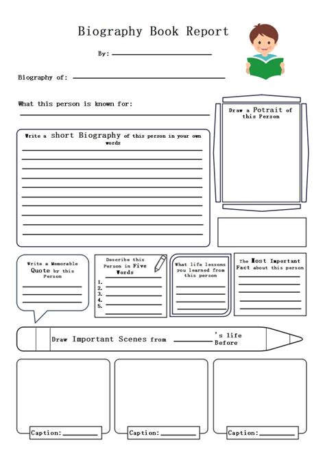 Biography Graphic Organizer Interactive Worksheet In Book Report The