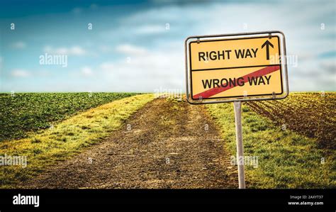 Street Sign Right Way Versus Wrong Way Stock Photo Alamy
