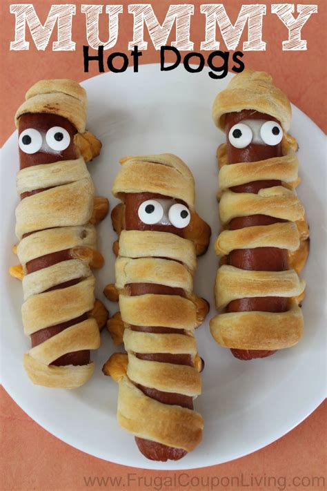 halloween mummy hot dogs  crescent rolls