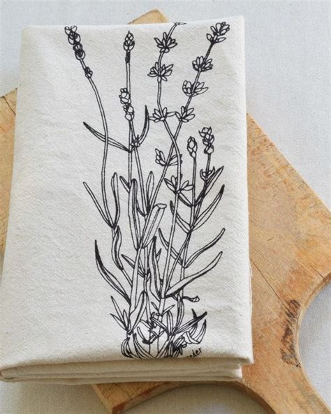 Lavender Kitchen Towel Herb Tea Towel Embroidered Dish Towel Tea Towels