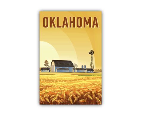 Retro Style Travel Poster Oklahoma Vintage Rustic Poster Etsy