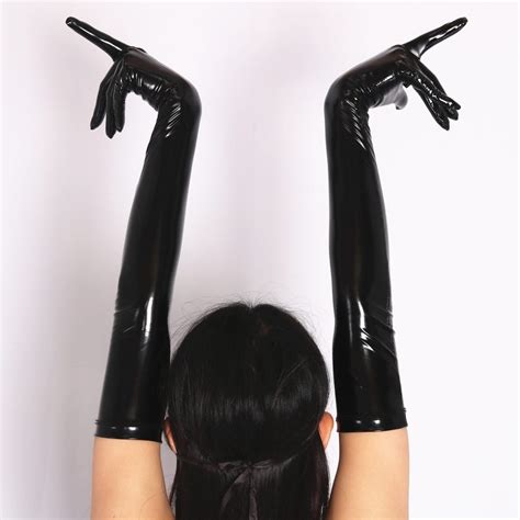 Buy Sexy Pvc Shiny Glove Latex Faux Leather Long Glove