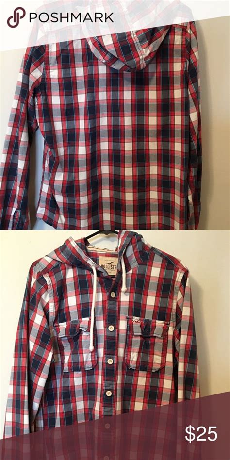 Men’s Large Hollister Plaid Hoodie Flannel Jacket Plaid Hoodie Clothes Design Flannel Jacket