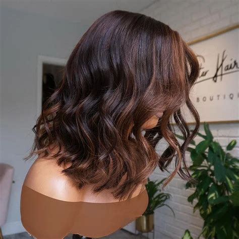 Honey Brown Highlights Colored Wave Bob Lace Front Wig