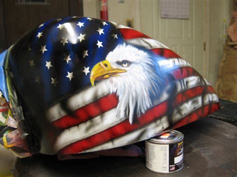 Airbrushed American Flag And Eagle Peanut Tank Riding Helmets