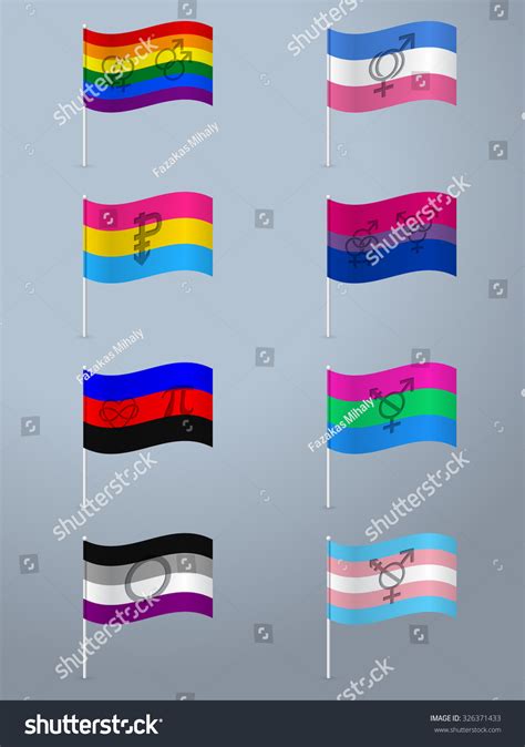 Sexual Orientation Waving Flag Set Symbols Stock Vector Royalty Free