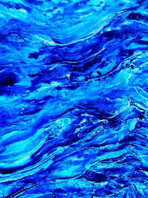 Ocean Explorer Blue Abstract Triptych Painting By Holly Anderson