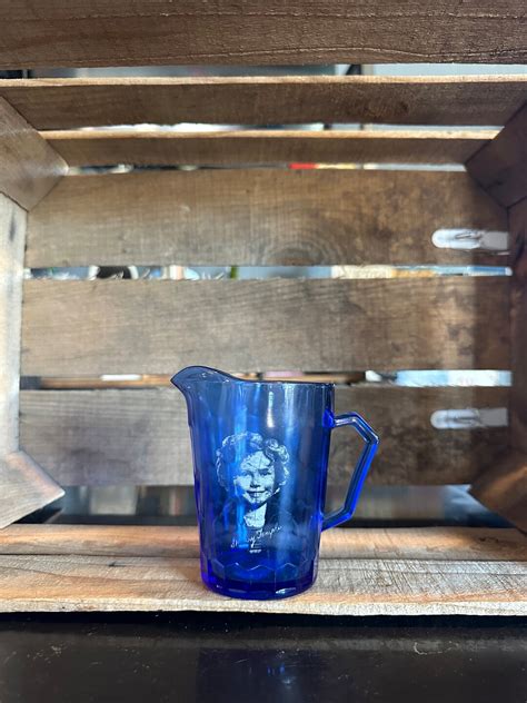 Vintage Shirley Temple Cobalt Blue Glass Creamer Pitcher Etsy