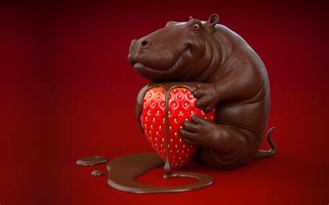 Papéis De Parede Hipopótamo De Chocolate Morango 1920x1200 Hd Imagem