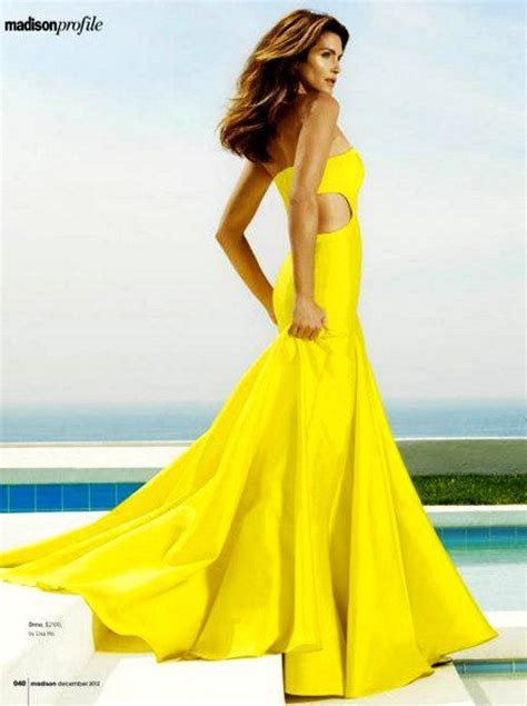 Cindy Crawford Fashion Yellow Dress Fashion Photo