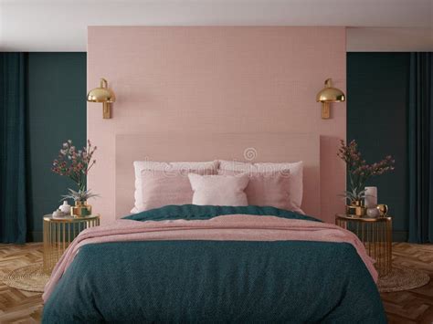 Bedroom Interiorart Deco Styledesign With Green Pink And Gold Color