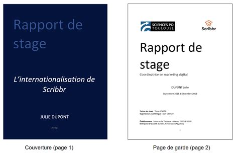 Modèle Page De Garde Rapport De Stage Word Gratuit