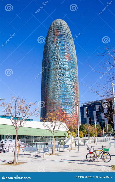 Barcelona Torre Agbar Tower In Daytime Iconic Modern Designed