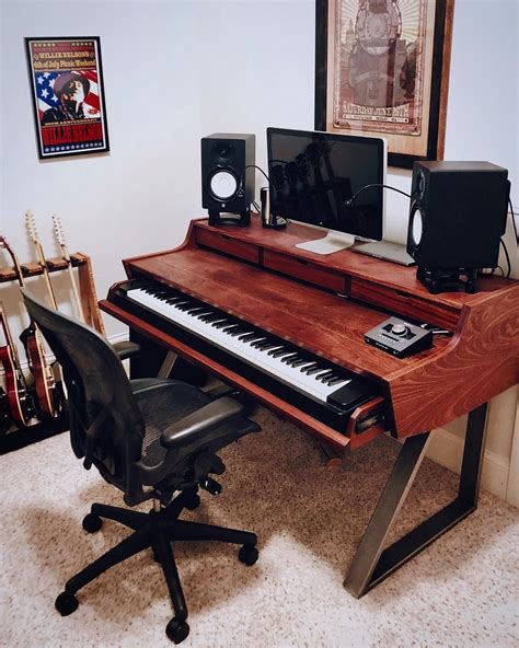 Here's my 2021 #livestream #musicproduction #contentcreator desk / studio setup. DIY Recording Desk Design | Studio desk, Home studio setup, Music studio room