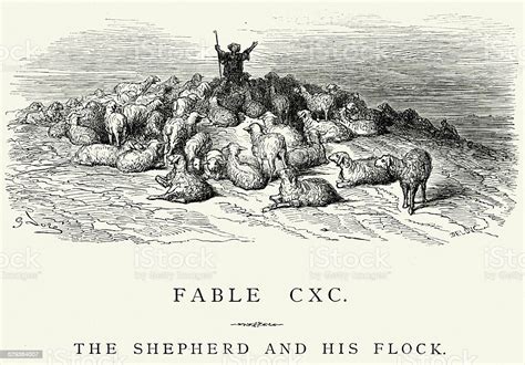 La Fontaines Fables The Shepherd And His Flock Stock Illustration