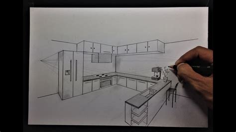 How To Draw Kitchen Set In Two Point Perspective 2 Youtube