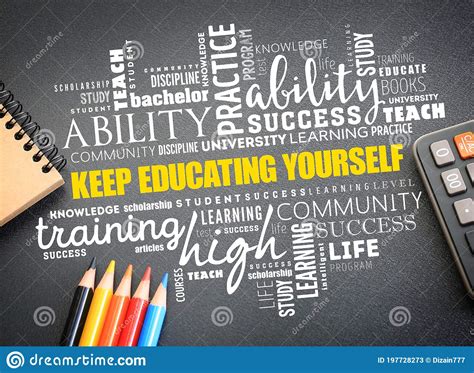Keep Educating Yourself Word Cloud Collage Stock Image Image Of
