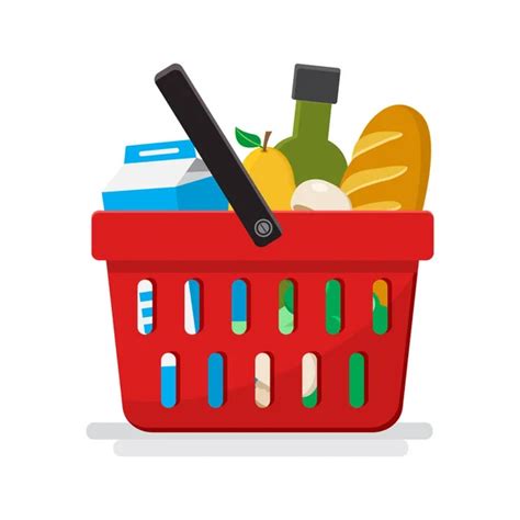 Supermarket Shopping Basket Groceries Vector Illustration Stock Vector