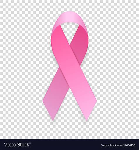 Realistic Pink Ribbon Icon Closeup Isolated Vector Image