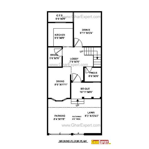 House Plan For 20 Feet By 45 Feet Plot Plot Size 100 Square Yards