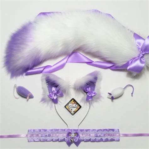 Realistic Lavender Cat Ears And Tail Set Cat Ear Headband Fox Etsy