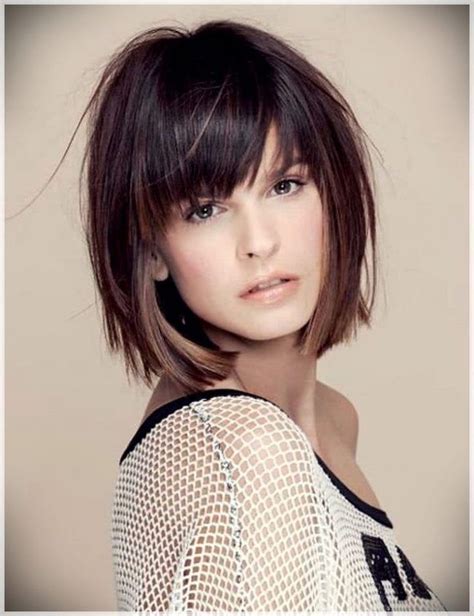 Brown Hair With Bangs Short Haircuts For Older Women White Lace Top