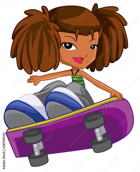 Skateboarding Girl Ilustración De Stock Adobe Stock