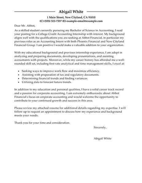 Use our example to help you get started. Training Internship College Credits Cover Letter Examples ...