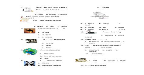 Download Soal Bahasa Inggris Kelas 1 Materi Animals - Belajar Jawaban