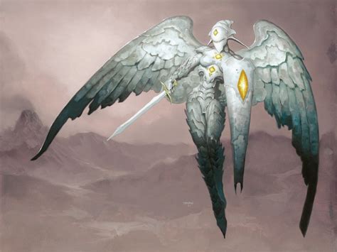 Magic The Gathering Platinum Angel Fantasy Art Brom Hd Wallpaper