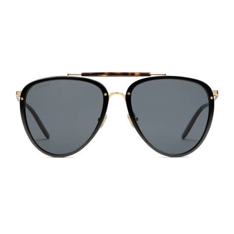 Gucci Aviator Acetate And Metal Sunglasses Black Gold Gucci Eyewear Avvenice