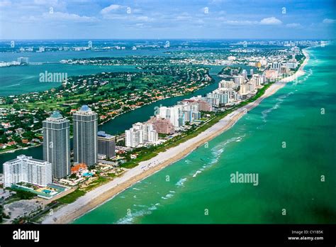 Aerial View Of Miami Beach Bal Harbour Florida Usa Stock Photo Alamy