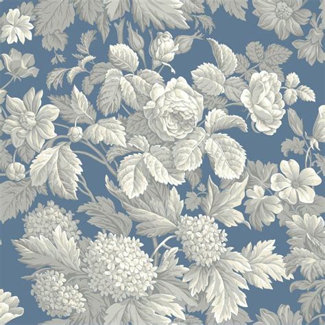 Vintage blue floral design free vector. York Wallcoverings Antique Floral Wallpaper-KC1845 - The ...