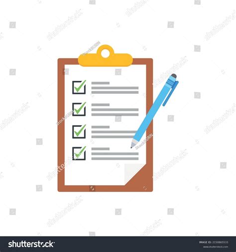 Clipboard Checklists Questionnaires Feedback Assessments Pencil Stock