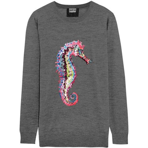Markus Lupfer Seahorse Sequined Merino Wool Sweater Gray Womens £